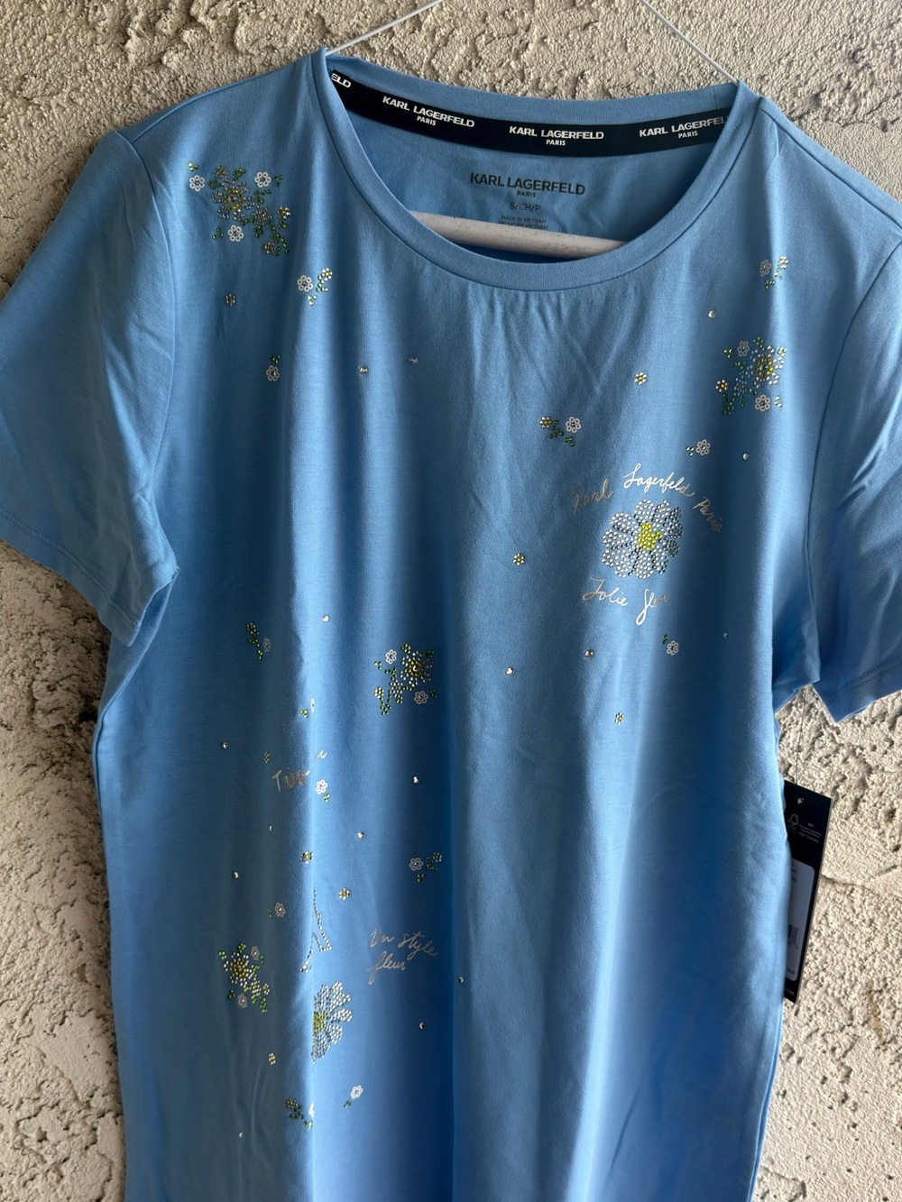 Karl Lagerfeld Sky Blue Embellished Tee